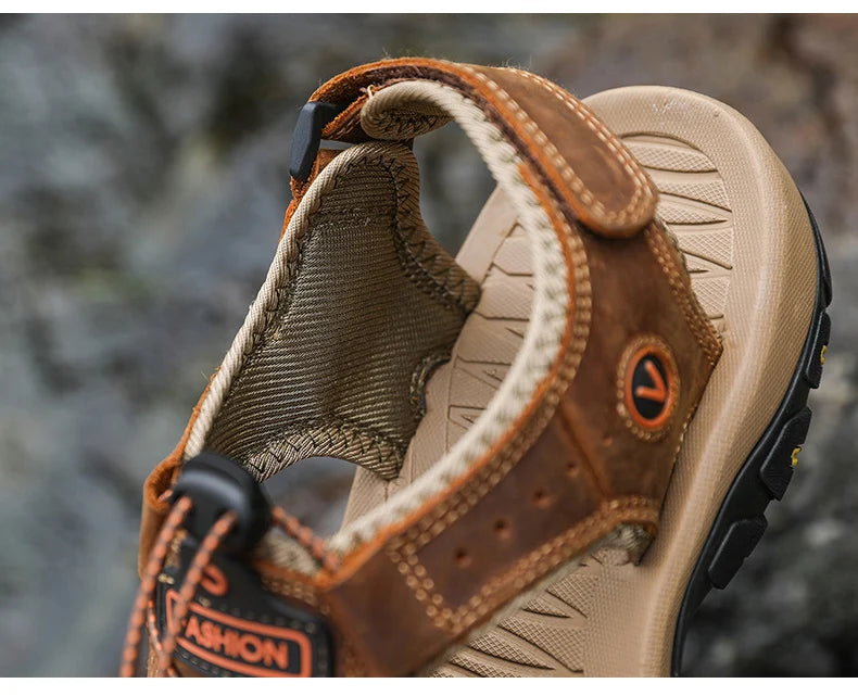 2023  Leather Men Shoes Summer New Large Size Men's Sandals Men Sandals Fashion Sandals Slippers Big Size 38-47