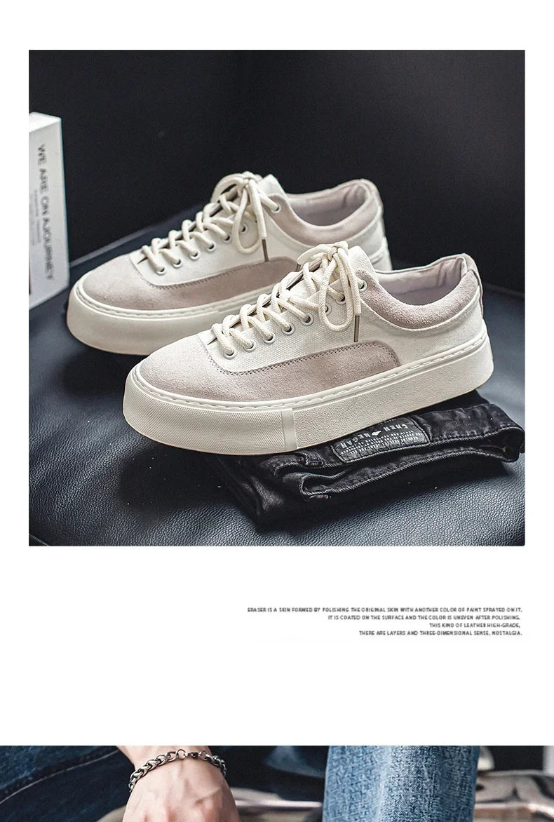 Korean Fashion Casual Canvas Sneakers Men Harajuku Platform Canvas Shoes Man Breathable Men's Vulcanized Shoes Zapatos De Lona