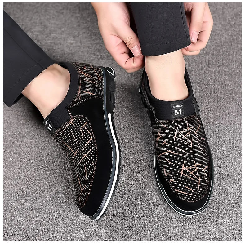 Business Men Leather Shoes for Men 2025 New Comfort Trend Flat Work Shoes Casual Moccasin Sneakers Slip on Big Size Male Loafers
