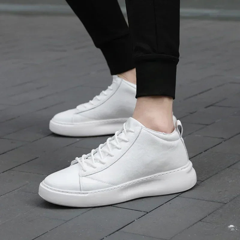 Shoes for Men Fashion Casual Sports Shoes Male Sneakers Trend Genuine Leather 2023 New Flat Running Shoes Large Size 39-46 White