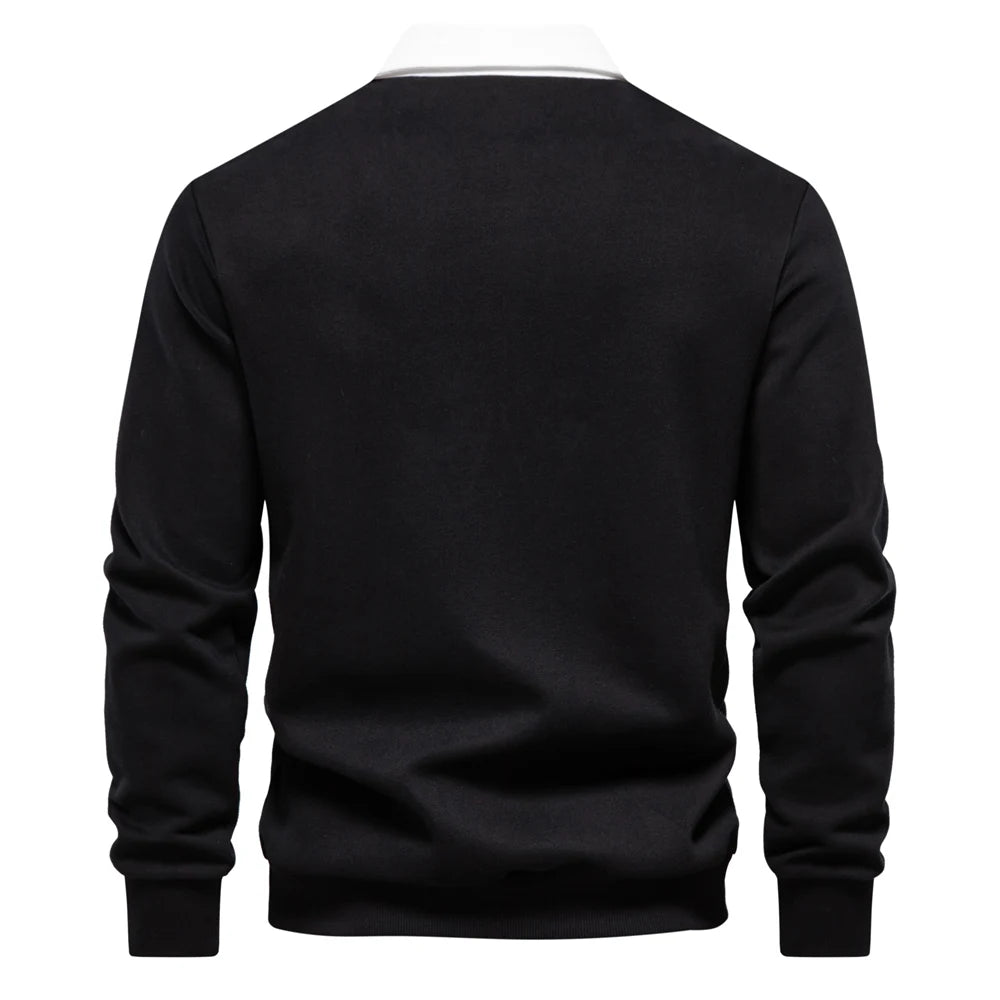 2023 New Autumn Fashion Design Polo Neck Sweatshirts for Men Casual and Social Wear Quality Cotton Mens Sweatshirts