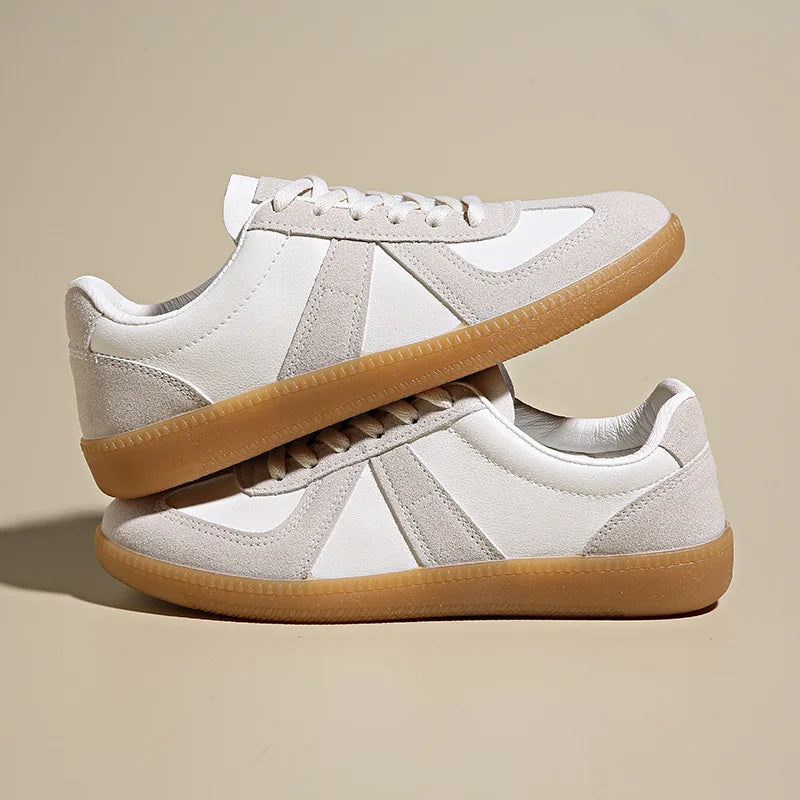 Luxury Designer Brand Women's Shoes 2025 Spring New Flat Casual Shoes PU Leather Breathable Fabric Comfortable Fashion Sneakers