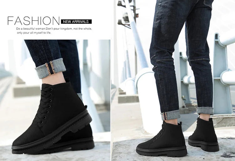 Men Boots Elevator Shoes Hidden Heels Canvas Heightening Shoes For Man Hidden Heels Increase Insole 10CM 8CM Sports Height Shoes