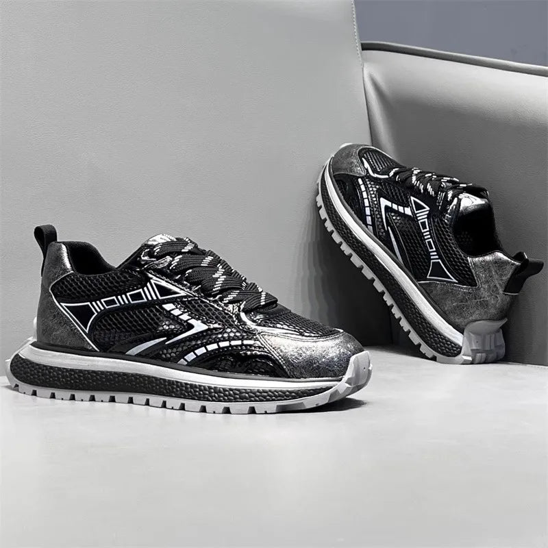 Chunky Sneaker Men Designer Retro Soft Sole Sport Shoes Fashion Casual Leather Fabric Breathable Height Increased Platform Shoes