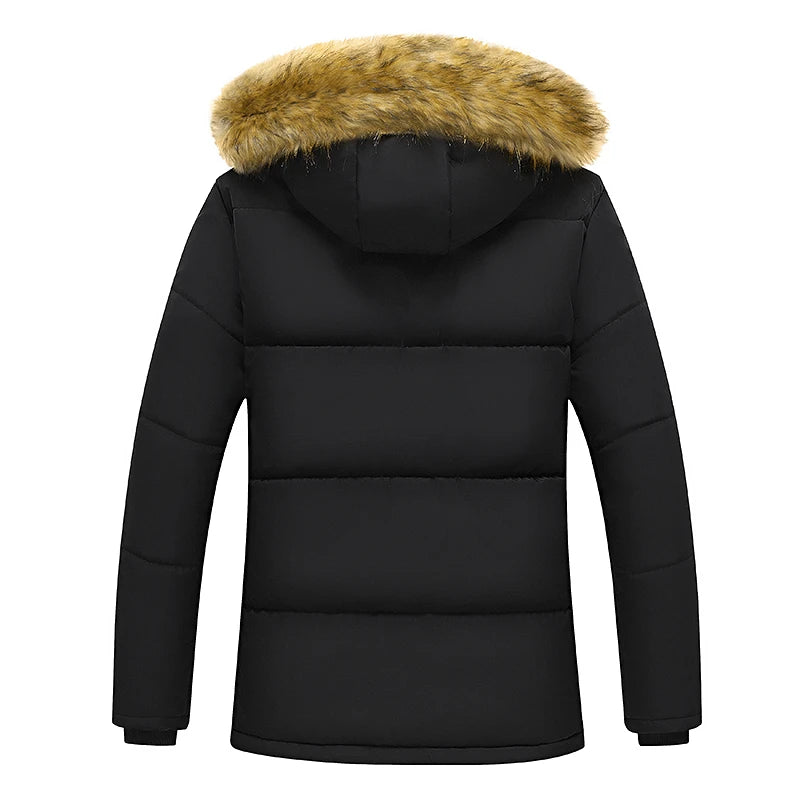 Men 2025 Winter New Windproof Fleece Warm Thick Jacket Parkas Coat Men Fashion Hooded Fur Collar Jacket Classic Casual Parka Men