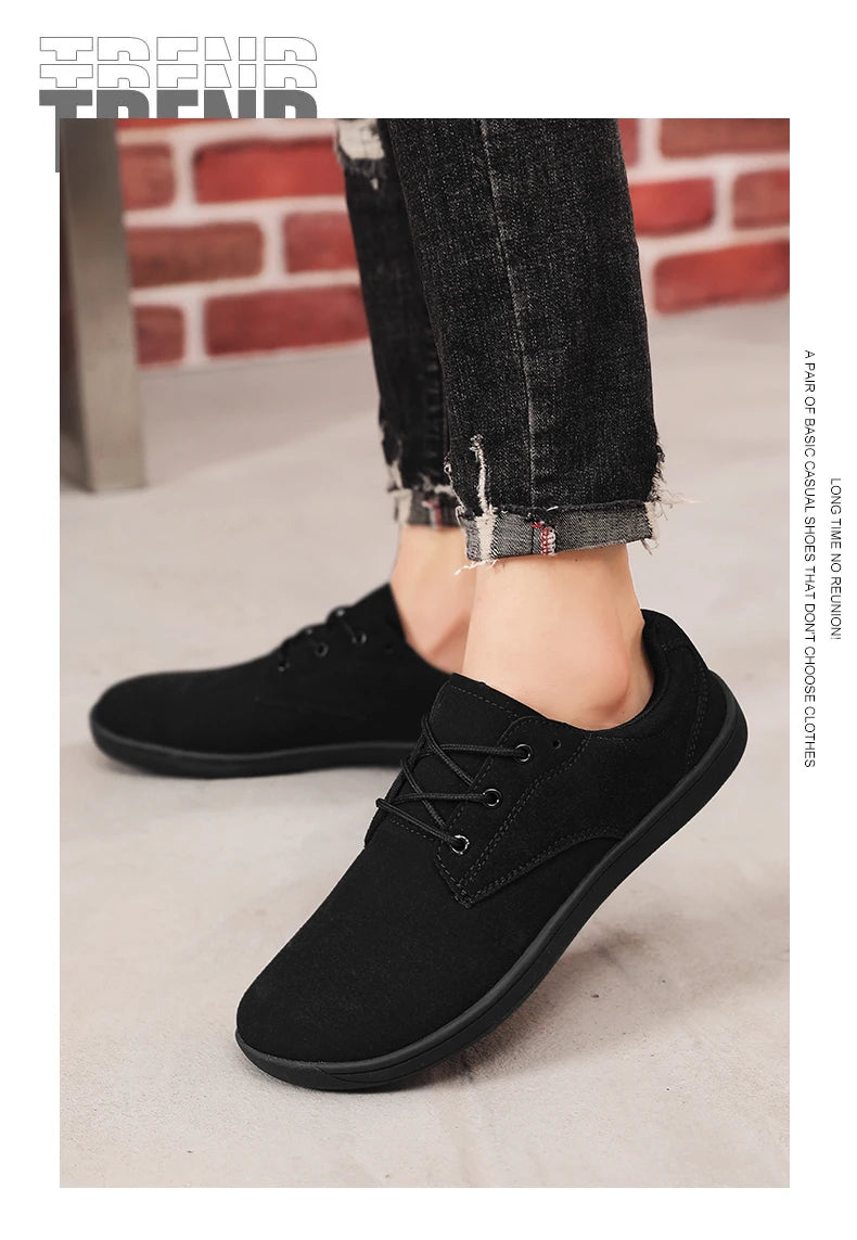 Barefoot Men's Sneakers With Wide Toe Size 48 Minimalist Cow Suede Leather Upper Casual Man Shoes Comfortable Walking Shoes