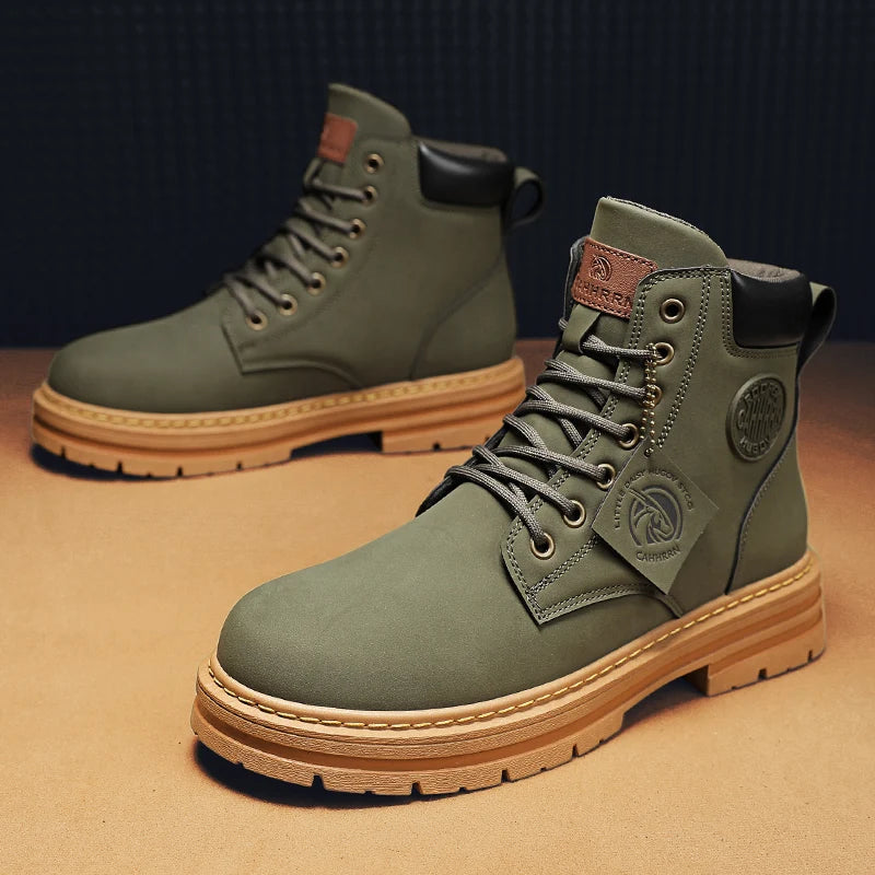 2026 Winter Ankle Boots Men's Boots Outdoor Yellow Boots Classic Design High Top Men Casual Shoes Botas Para Hombre