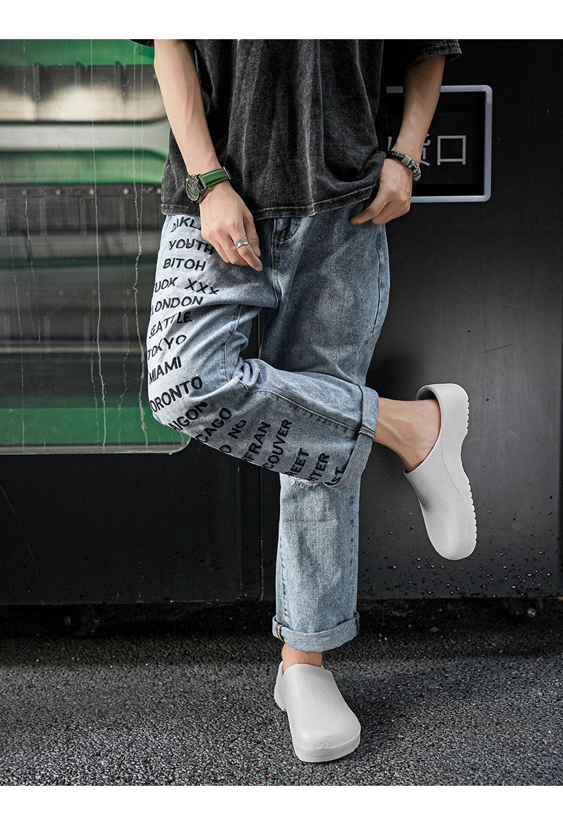Couple Chef Shoes Four Seasons Waterproof  Anti slip Men's and Women's casual Business Work Shoes Fashion comfort Half EVA Shoes