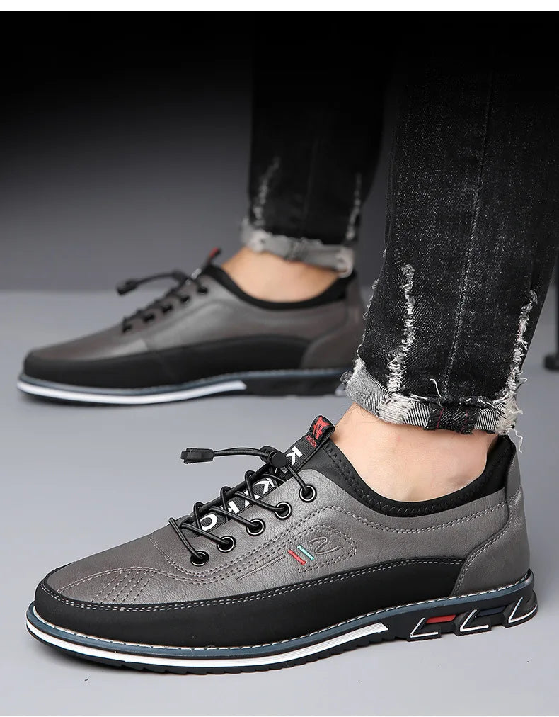 New Men's Leather Flat Casual Shoes Soft Sole Slip on Loafers Business Formal Shoes for Men Zapatos Casuales De Hombre Plus Size