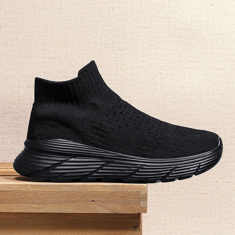 Soft Light Sneakers Men and Women Plus Size 35-46 Unisex Sports Shoes Thick Sole Cushioning EVA Slip On Ankle Socks Shoes
