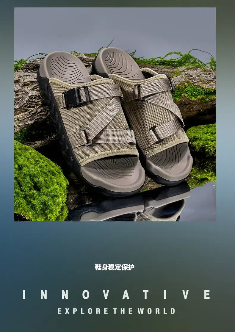 Men's Thick Soled Round Toe Fashionable Slippers Women's Comfortable Breathable Casual, Wear-resistant Sandals Summer Slippers