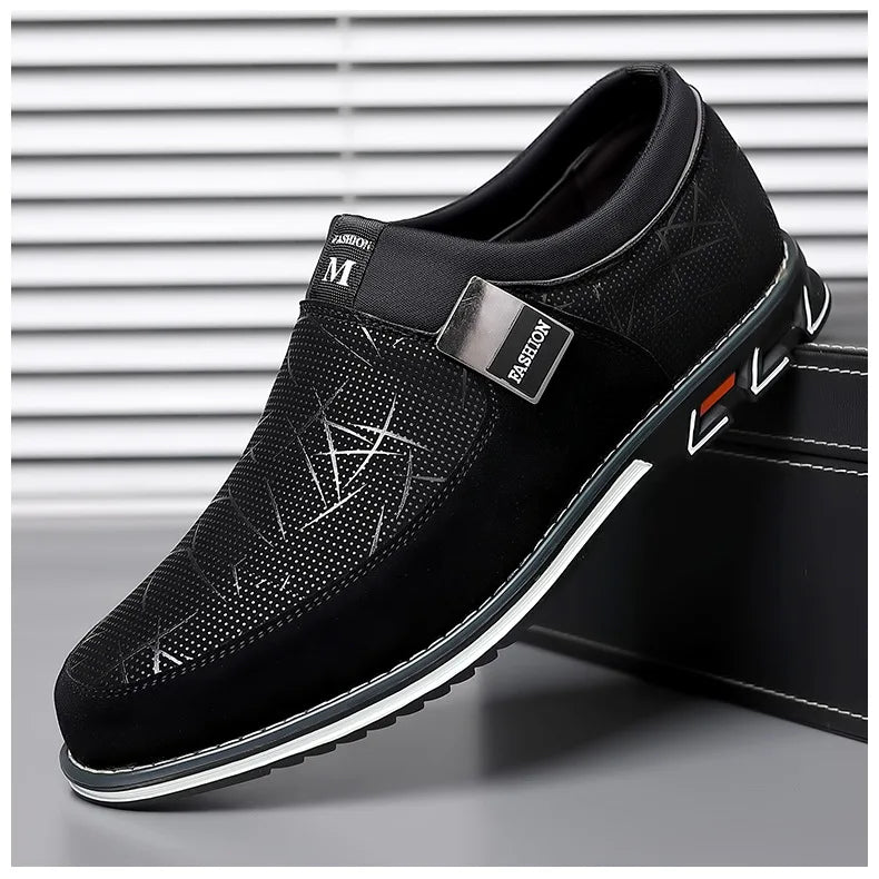 Business Men Leather Shoes for Men 2025 New Comfort Trend Flat Work Shoes Casual Moccasin Sneakers Slip on Big Size Male Loafers
