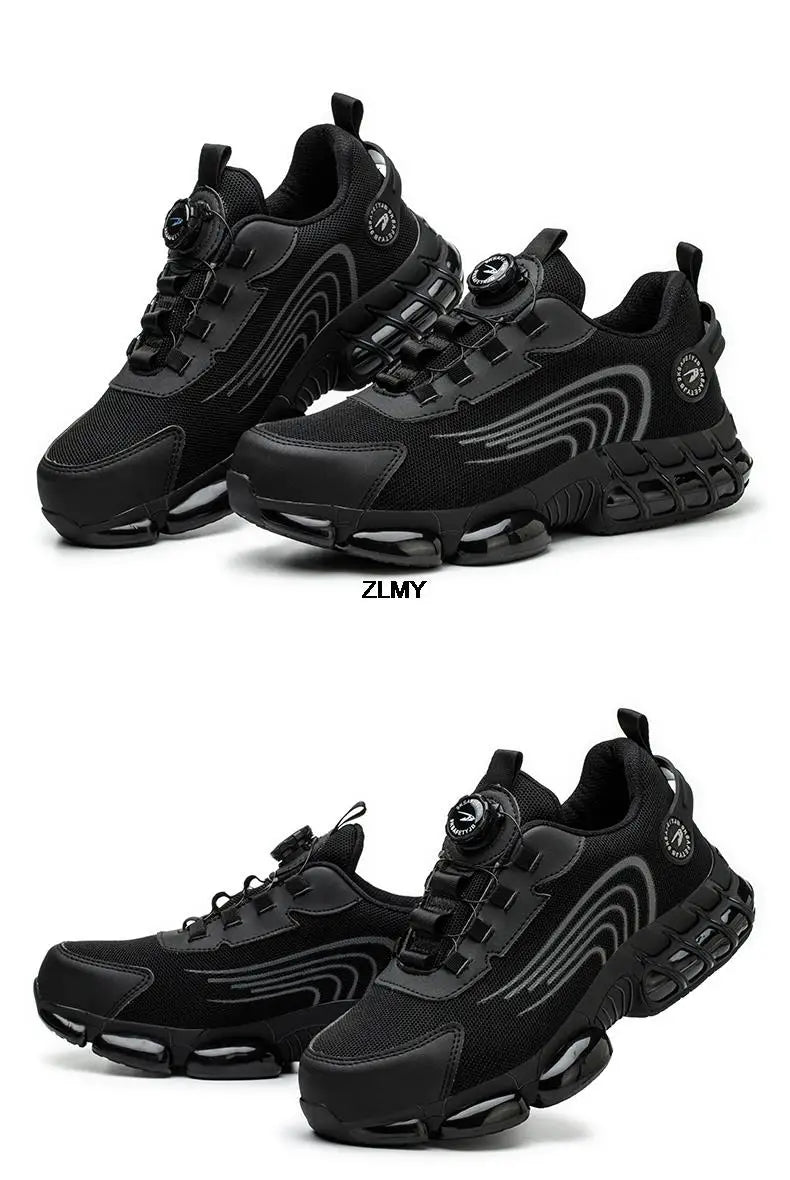 ZLMY Rotating Button Safety Shoes Men Steel Toe Sneakers Air Cushion Work Shoes Man Puncture Proof Work Safety Boots Protective