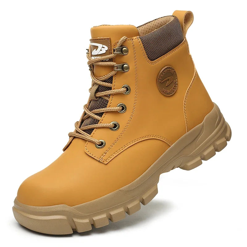 New 2024 Fashion Winter Velvet Work Safety Boots For Men Nail Proof Indestructible Waterproof Steel Toe Cap Male Sneakers