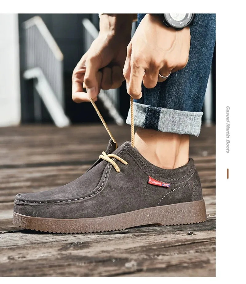 High Quality Men Casual Shoes Suede Leather Work Shoes Platform British Business Party Dress Shoes Male Lace-up Flats Sneakers