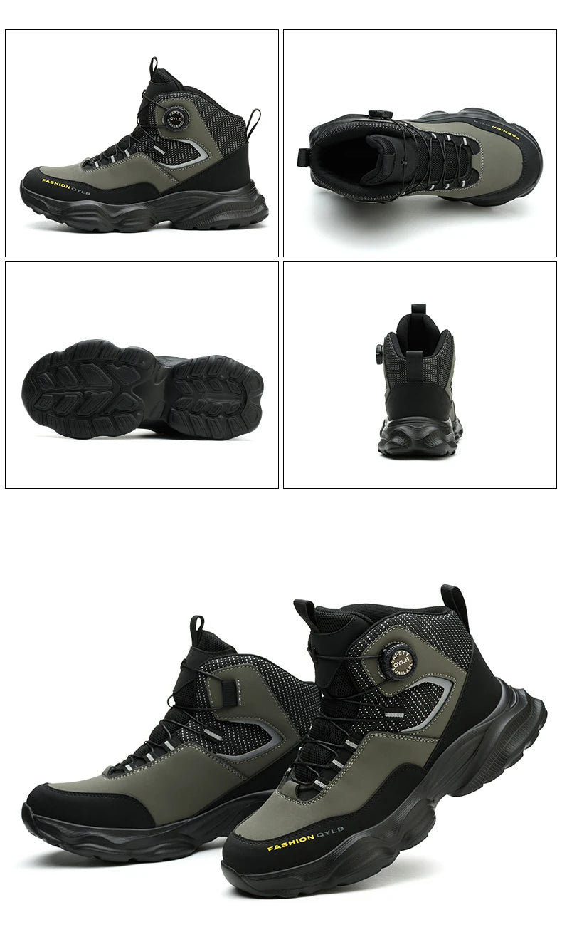 Rotating button Safety Shoes Men Boots work Sneakers Male Steel Toe shoes Protective Boots Puncture-Proof Indestructible shoes