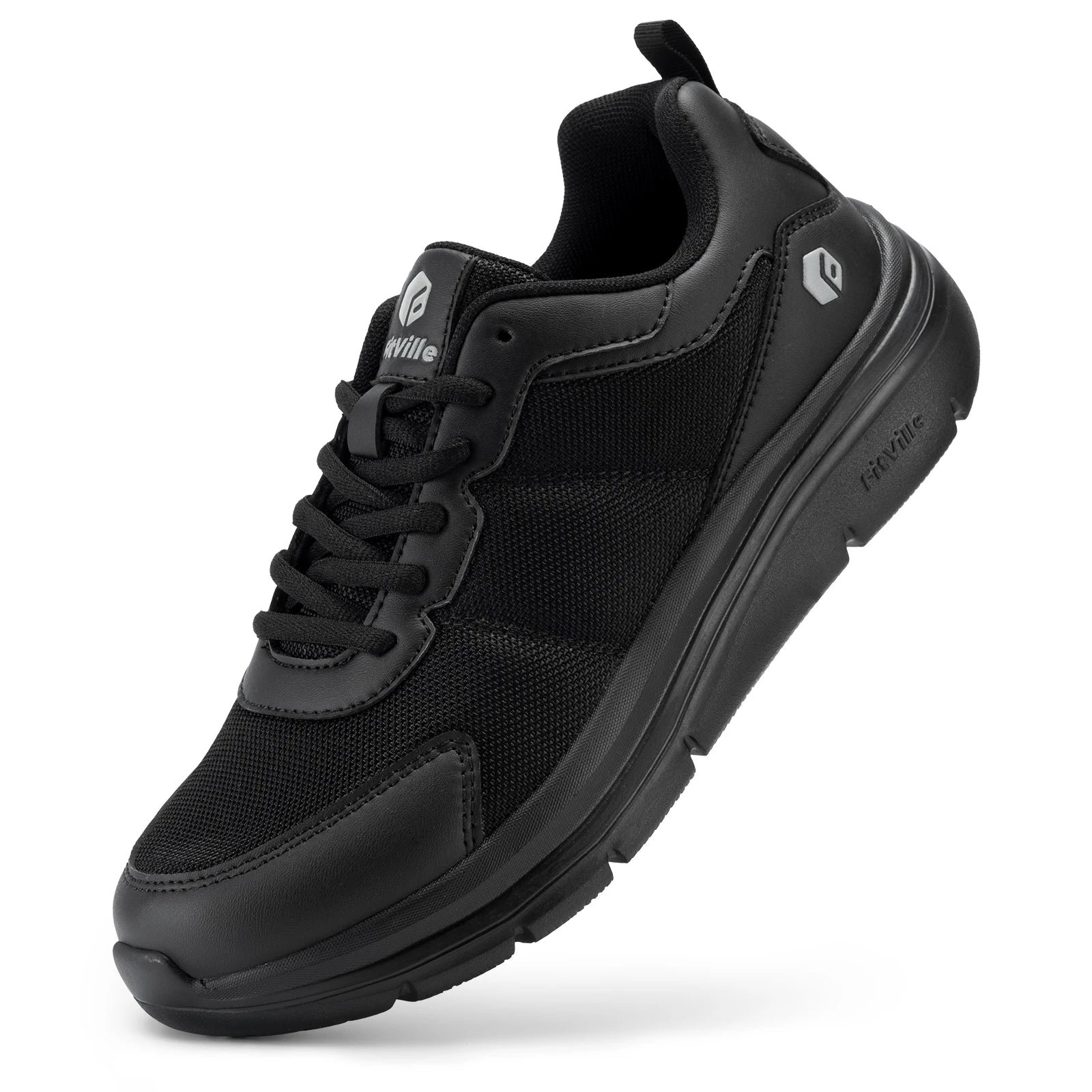 FitVille Men's Walking Shoes Wide Width Max Cushioning Lightweight Sneakers Casual Shoes for Plantar Fasciitis Pain Relief
