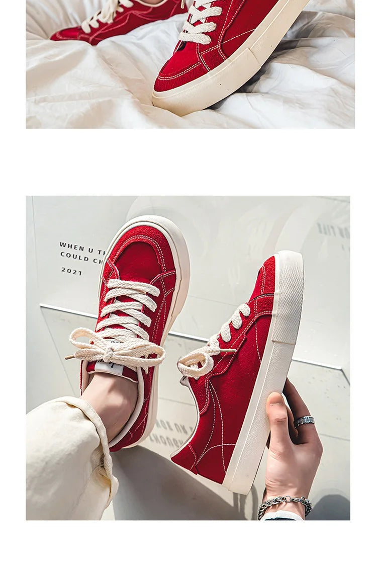 Men Skateboarding Shoes Canvas Thick Bottom Platform Shoes Comfortable Breathable Vulcanized Shoes Casual Sneakers Student Shoe