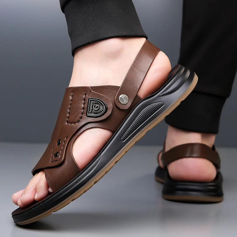 British Style Men's Outdoor Beach Shoes Summer Trend Thick Soled Wear-resistant Men's Oxford Shoes Breathable Casual Sandals