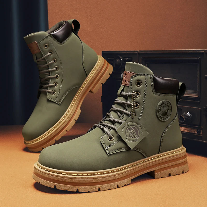 2026 Winter Ankle Boots Men's Boots Outdoor Yellow Boots Classic Design High Top Men Casual Shoes Botas Para Hombre
