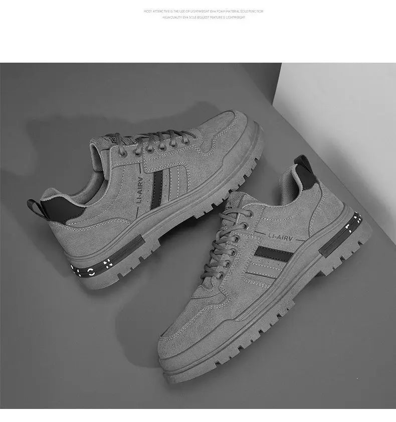 Oulylan Men's Luxury Running Shoes Breathable Skateboarding Shoes Black Thick Soled Comfortable Casual Sports Shoes Denim Boots