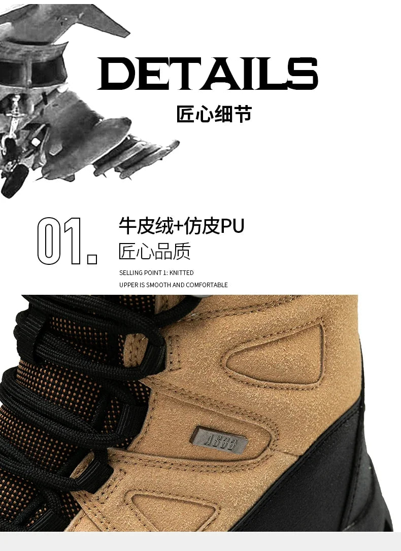Men Tactical Boots Lace Up Military Army Boot Unisex Work Hiking Shoe Desert Waterproof Brand Climbing Shoe Male Ankle Size Plus