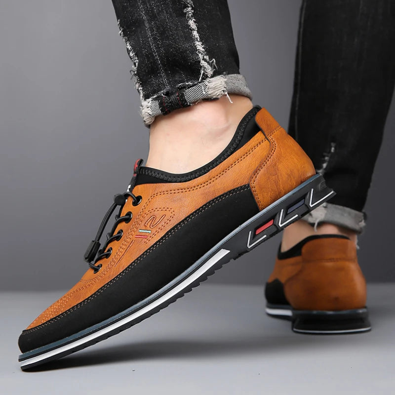 New Men's Leather Flat Casual Shoes Soft Sole Slip on Loafers Business Formal Shoes for Men Zapatos Casuales De Hombre Plus Size
