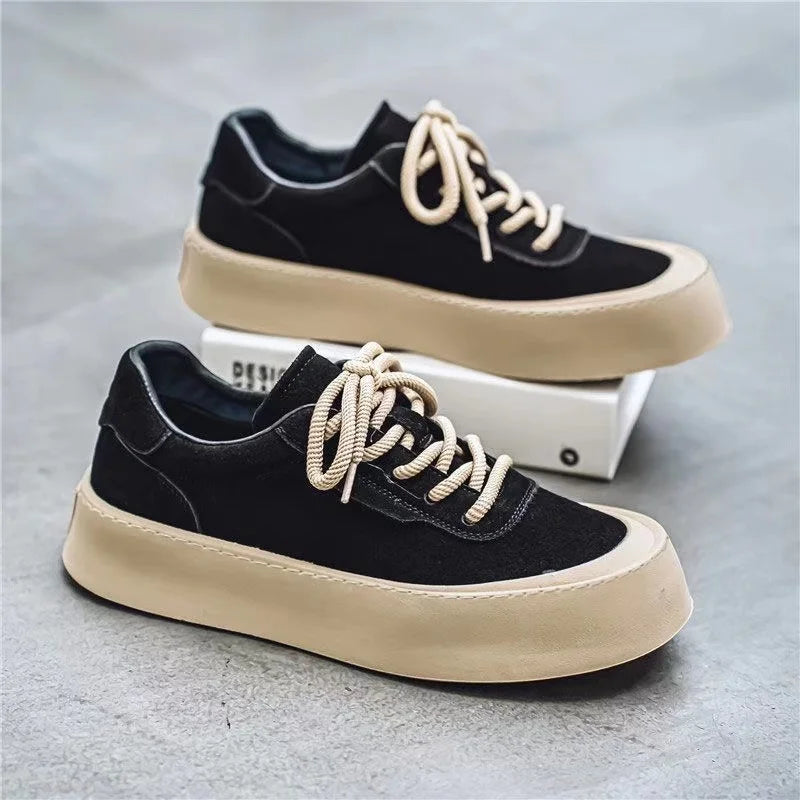 Korean Fashion Casual Canvas Sneakers Men Harajuku Platform Canvas Shoes Man Breathable Men's Vulcanized Shoes Zapatos De Lona