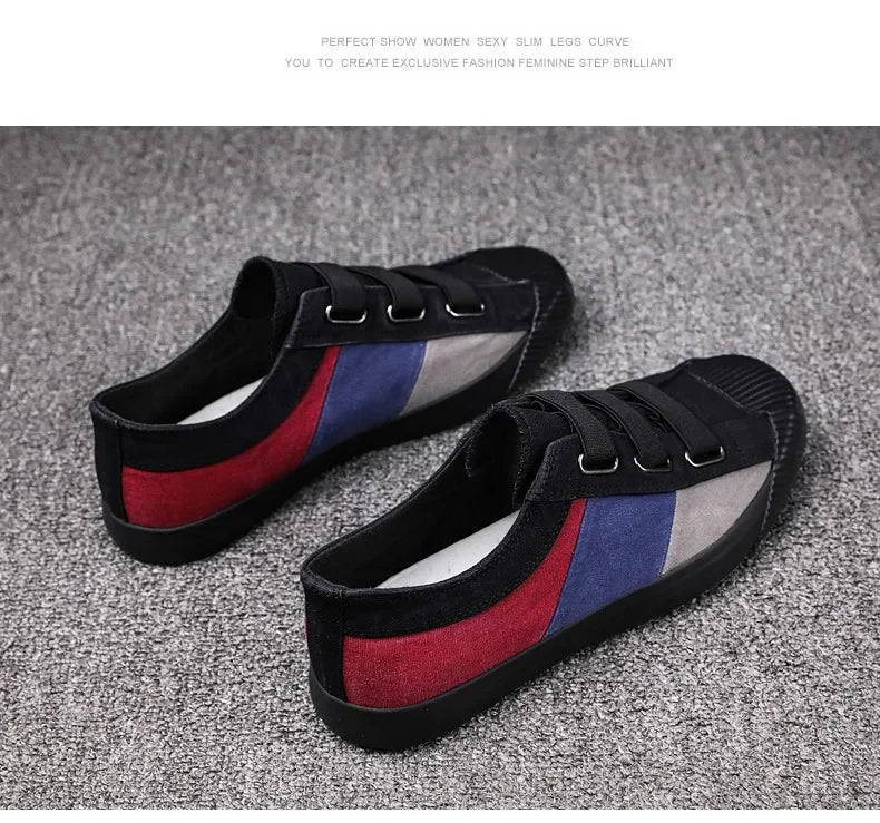 Fashion Men's Canvas Sneakers Casual Shoes Breathable Flat Buckle Loafers Shoes Summer Autumn Mens Designer Men Board Shoes