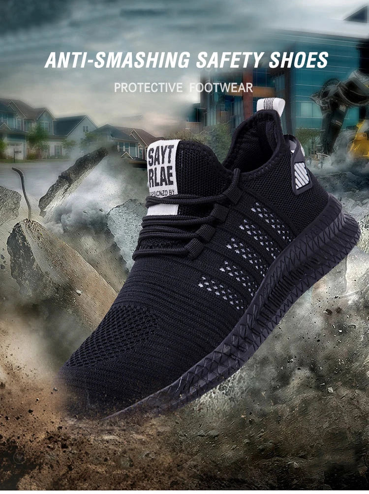 Work Safety Shoes Men's Safety Boots Anti-smash Work Shoes with Steel Toe Shoes Men Work Boots Anti-stab Safety Sneakers Male