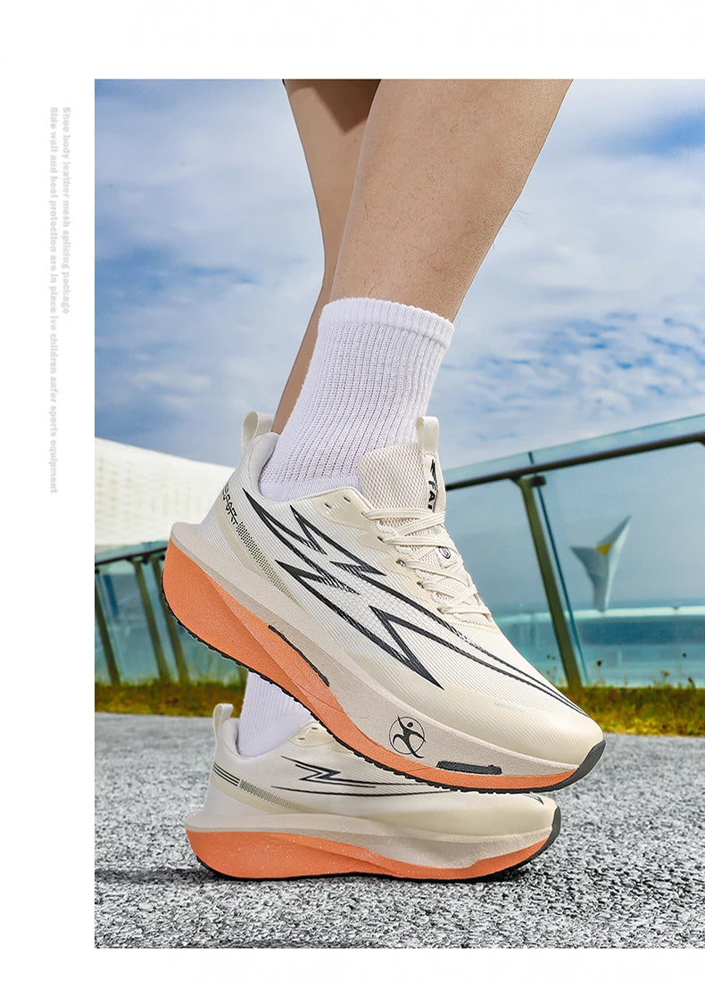 Running Shoes Marathon Carbon Board Air Cushion Men Sports Breathable Lightweight Women's Comfortable Athletic Nonskid Sneakers
