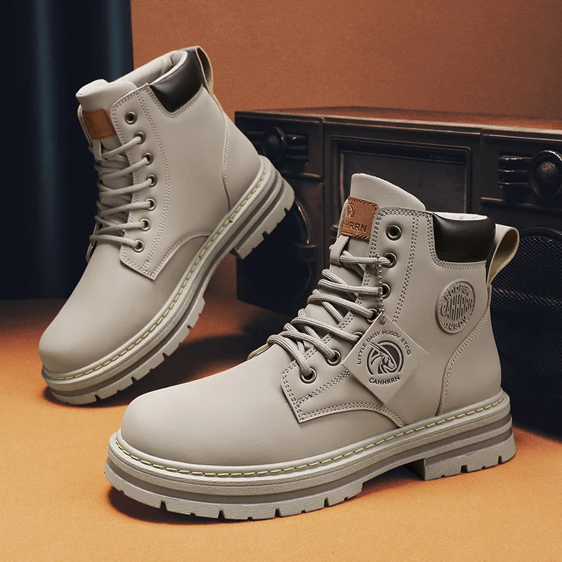 2026 Winter Ankle Boots Men's Boots Outdoor Yellow Boots Classic Design High Top Men Casual Shoes Botas Para Hombre