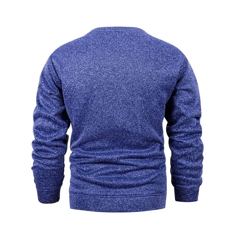 Men's Warm Crew Neck Sweatshirt Fleece Lined Thermal Pullover Autumn Winter Fashion Casual Sweater Loose Knit Long Sleeve Hoodie