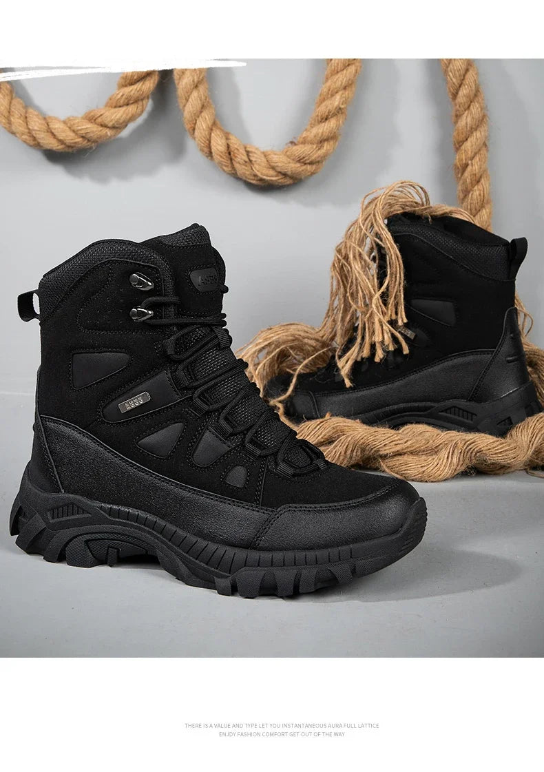 Men Tactical Boots Lace Up Military Army Boot Unisex Work Hiking Shoe Desert Waterproof Brand Climbing Shoe Male Ankle Size Plus