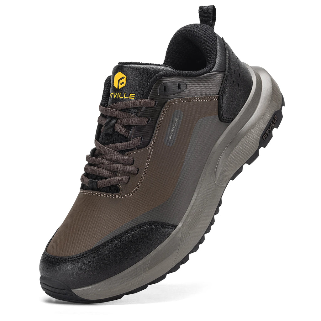 Fittington Hiking Shoes Extra Wide For Man Outdoor Walking Shoes Low-top Waterproof Work Shoes Toe with Arch Support for Heel