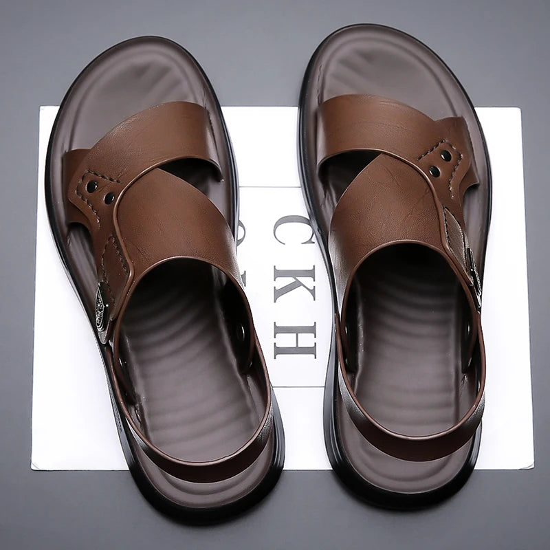 British Style Men's Outdoor Beach Shoes Summer Trend Thick Soled Wear-resistant Men's Oxford Shoes Breathable Casual Sandals