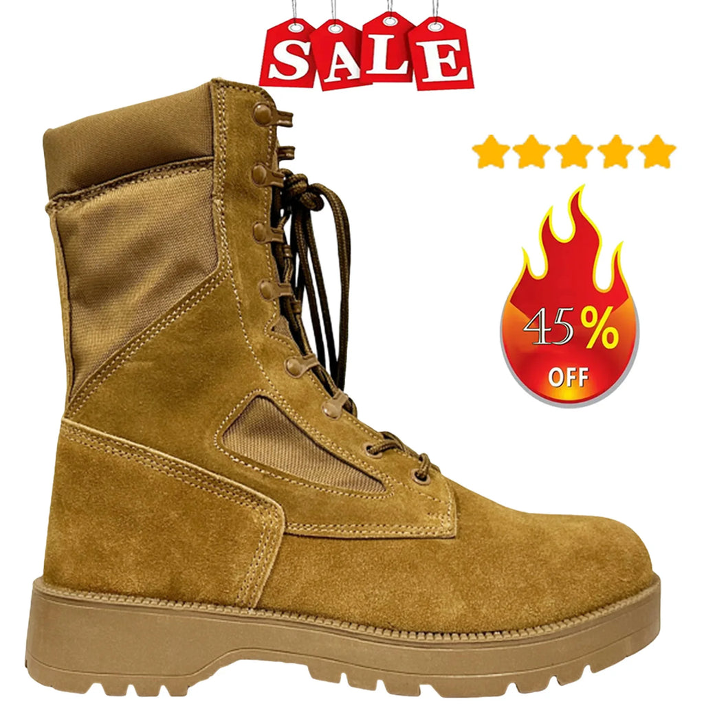 New Brand Leather Man Tactical Combat Boots Men Outdoor Hiking Desert Boots Breathable Male Ankle Boots