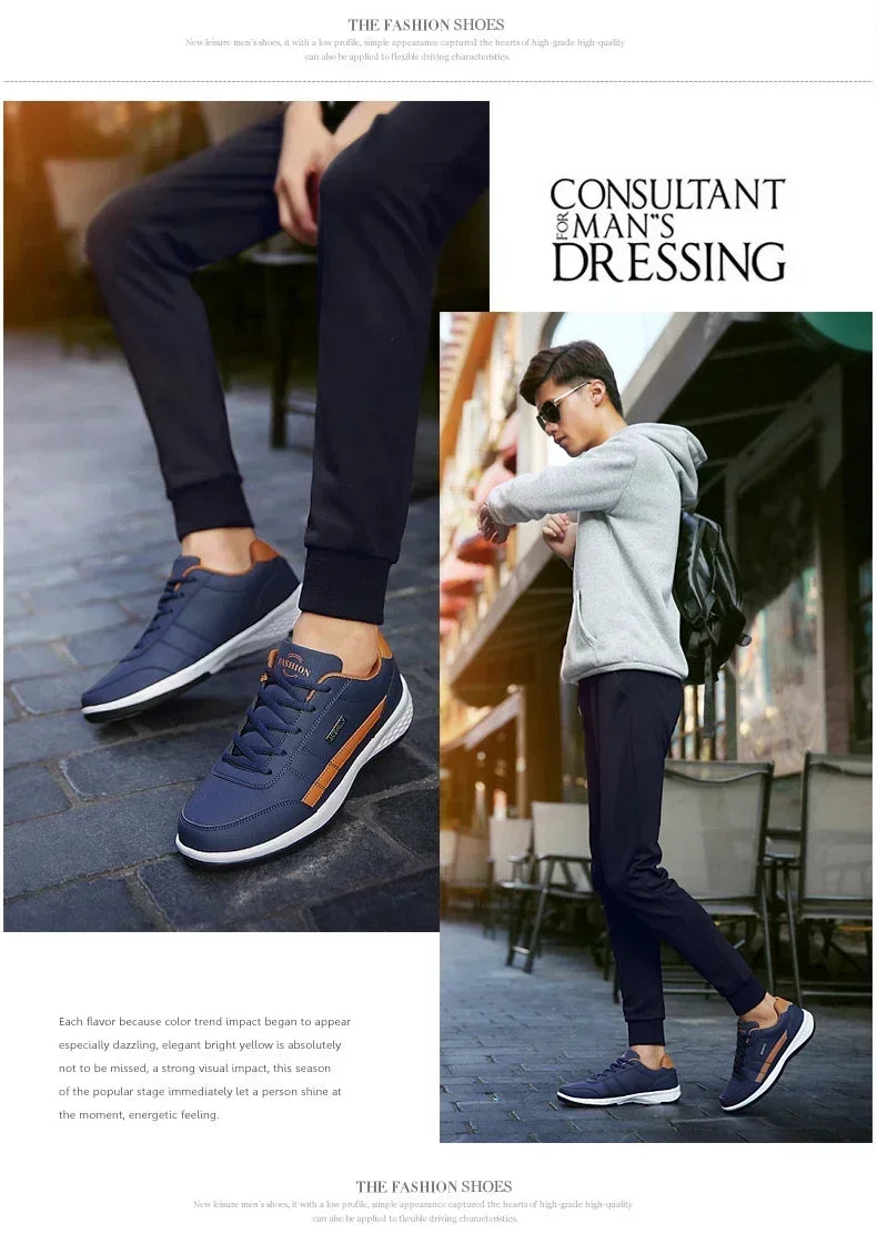 Shoes for Lace Up Footwear Vulcanized Men Leather Sneaker Waterproof Casual Comfortable Men's Sneaker Man Shoe Masculino