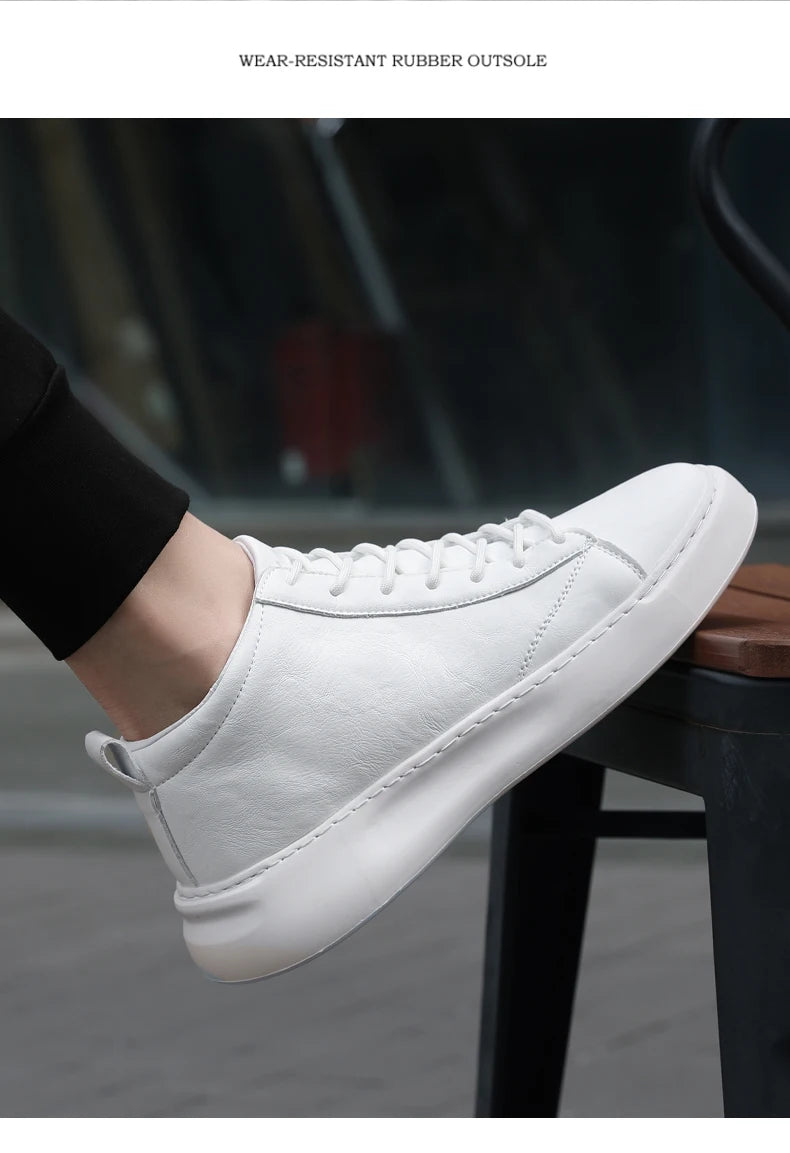 Shoes for Men Fashion Casual Sports Shoes Male Sneakers Trend Genuine Leather 2023 New Flat Running Shoes Large Size 39-46 White