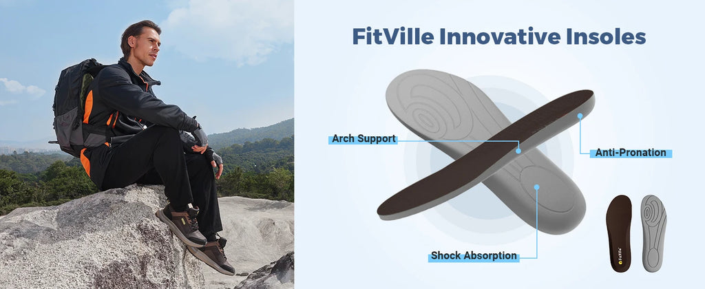 Fittington Hiking Shoes Extra Wide For Man Outdoor Walking Shoes Low-top Waterproof Work Shoes Toe with Arch Support for Heel