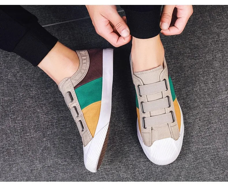 Fashion Men's Canvas Sneakers Casual Shoes Breathable Flat Buckle Loafers Shoes Summer Autumn Mens Designer Men Board Shoes