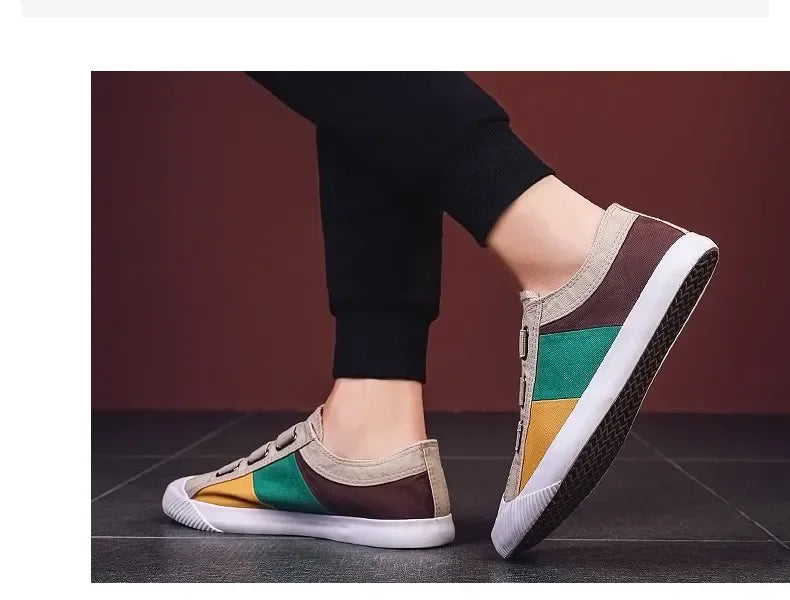 Fashion Men's Canvas Sneakers Casual Shoes Breathable Flat Buckle Loafers Shoes Summer Autumn Mens Designer Men Board Shoes