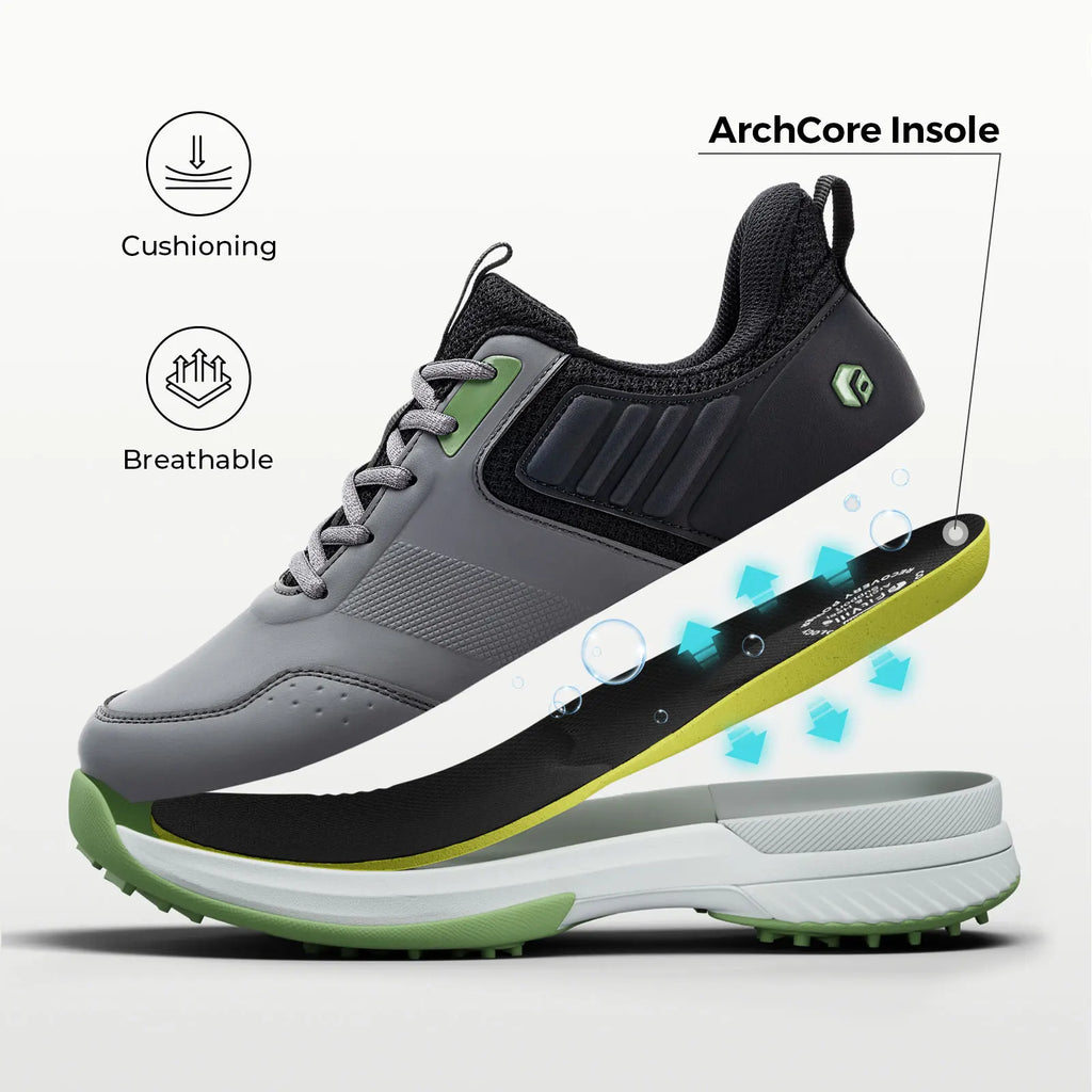 Fittington Professional Golf Shoes Wide Man Casual Sneakers Cushioning Outdoor Water Resistant Sport Shoes for Men with Spike