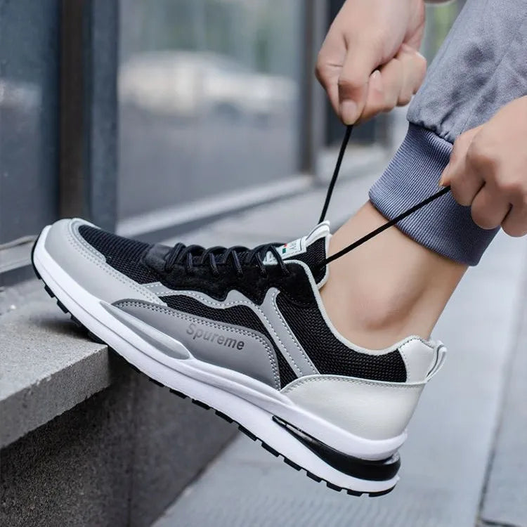 New Men's Breathable Low-Top Lace-Up Casual Shoes Comfortable Sports Shoes Lightweight PU Mesh Upgraded Version Fashionable
