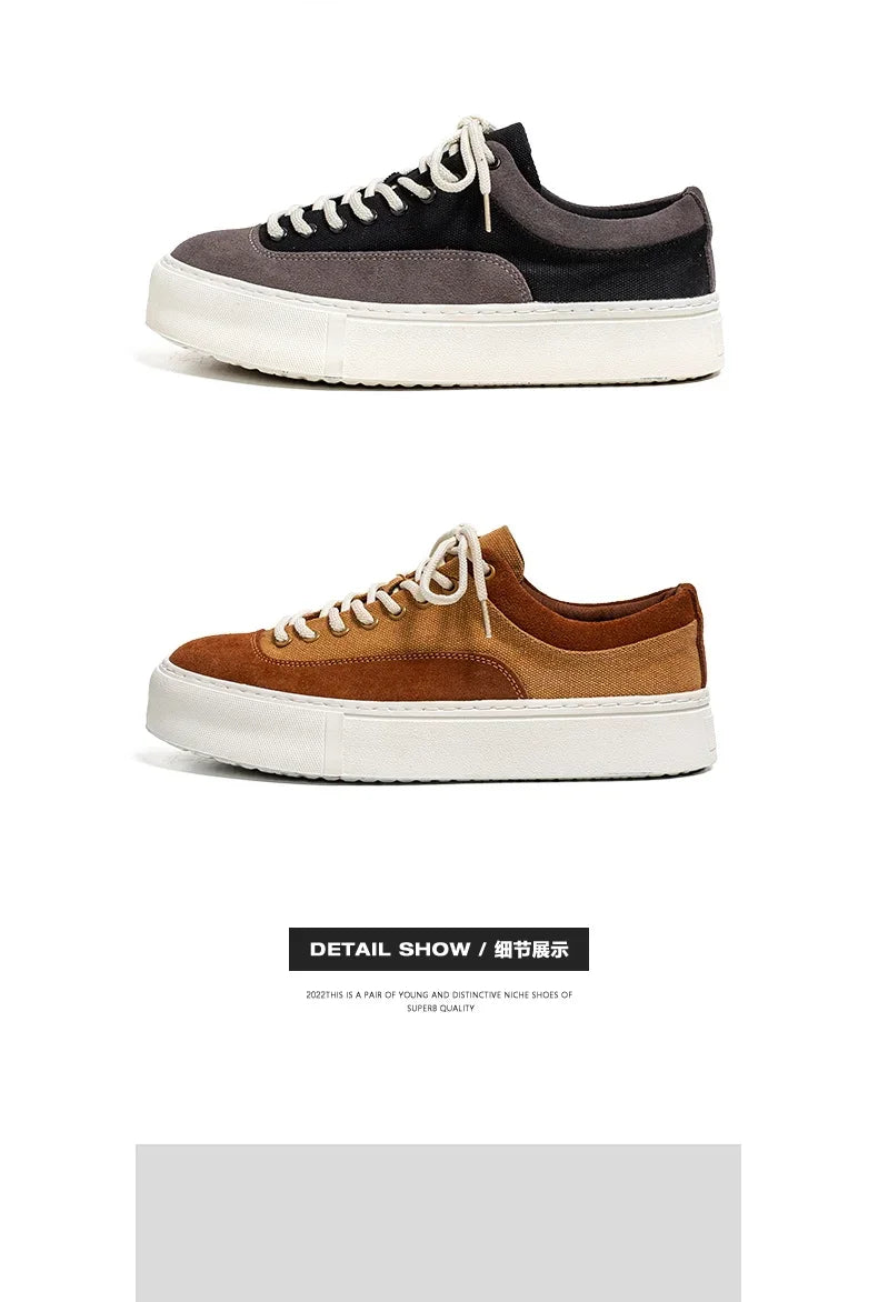 Korean Fashion Casual Canvas Sneakers Men Harajuku Platform Canvas Shoes Man Breathable Men's Vulcanized Shoes Zapatos De Lona