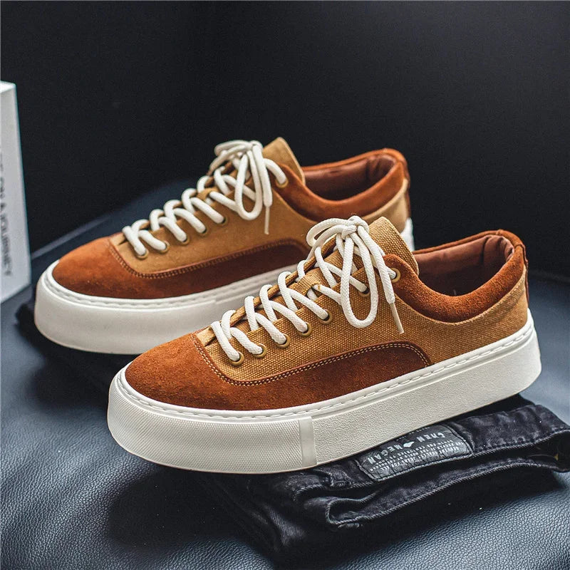 Korean Fashion Casual Canvas Sneakers Men Harajuku Platform Canvas Shoes Man Breathable Men's Vulcanized Shoes Zapatos De Lona