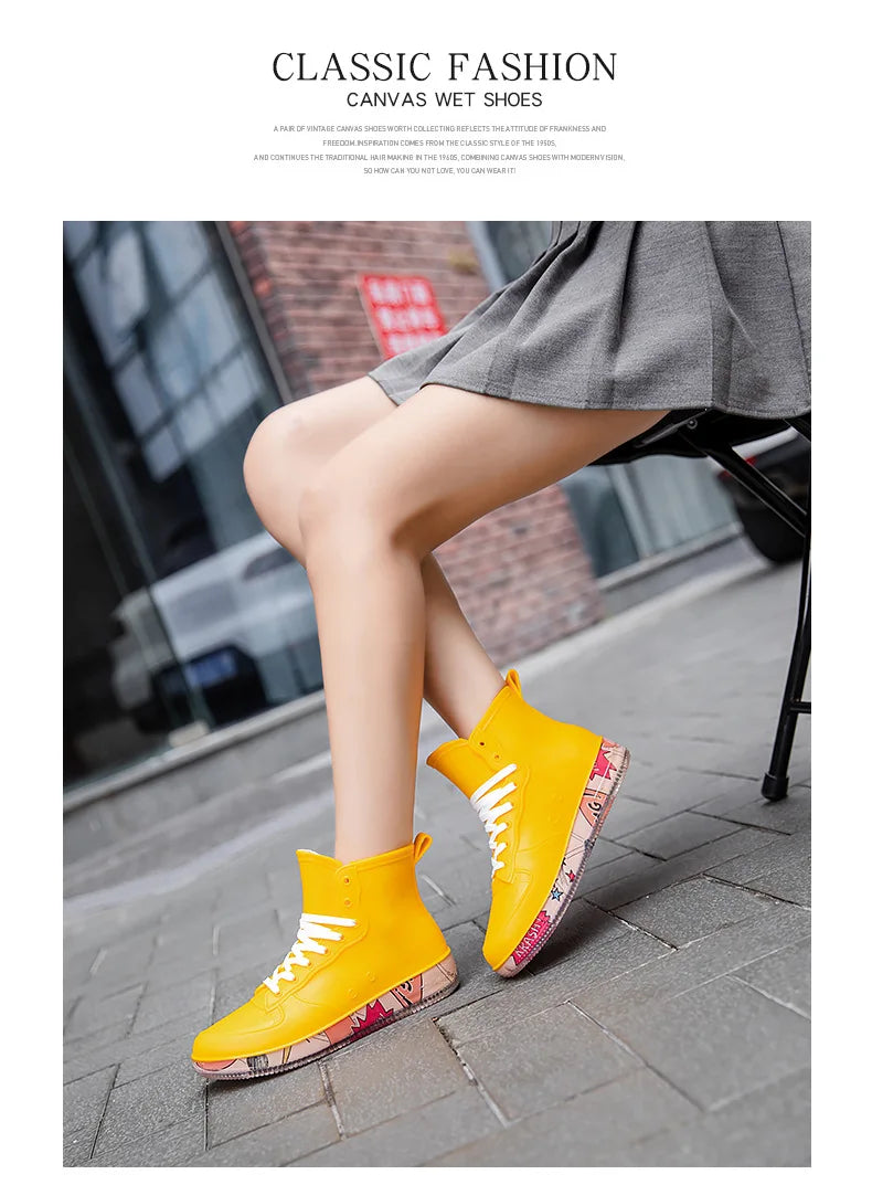 Men Rain Boots Fashion Trendy Nude Boots Anti-skid Work Chef Shoes Durable Waterproof Rubber Fishing Shoes Male Sneakers 2023New