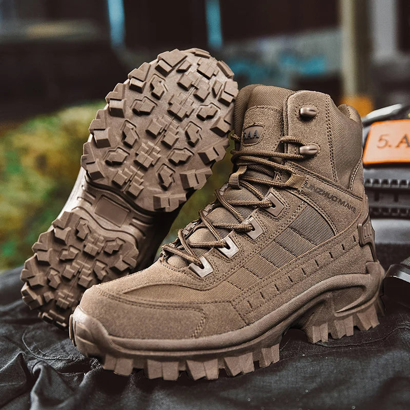 2024 New Winter Work boots Men's Desert Tactical Boots Outdoor Hiking Shoes Men's Leather Desert Combat Ankle Boots Plus Size