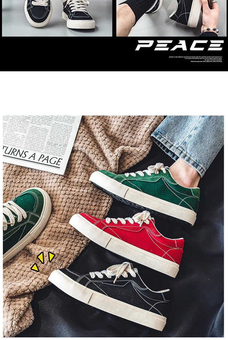 Men Skateboarding Shoes Canvas Thick Bottom Platform Shoes Comfortable Breathable Vulcanized Shoes Casual Sneakers Student Shoe