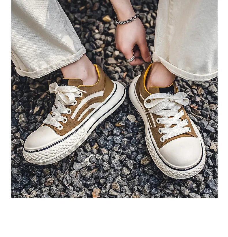 Brand Low Top Men's Canvas Sneakers Black Harajuku Big Head Platform Canvas Shoes Men Breathable Sport Casual Board Shoes Men